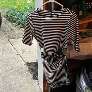 💋Black and White Striped open Dress NwT